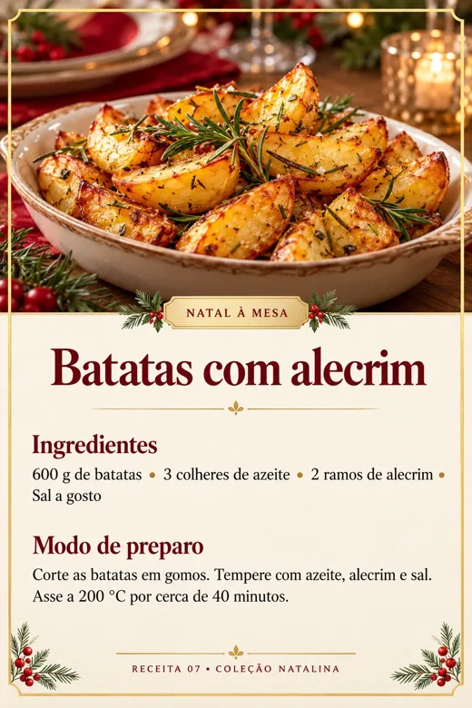 Receita de Batatas com alecrim, com ingredientes e modo de preparo