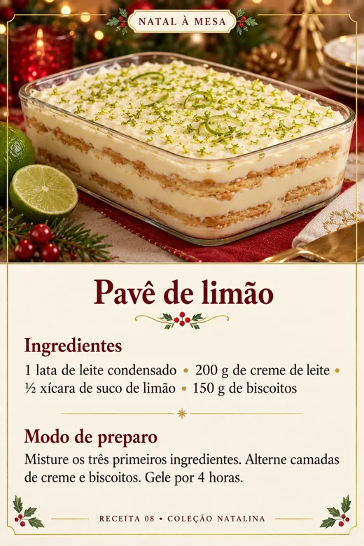 Receita de Pavê de limão, com ingredientes e modo de preparo