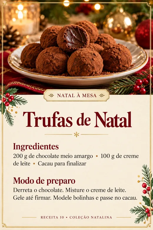 Receita de Trufas de Natal, com ingredientes e modo de preparo